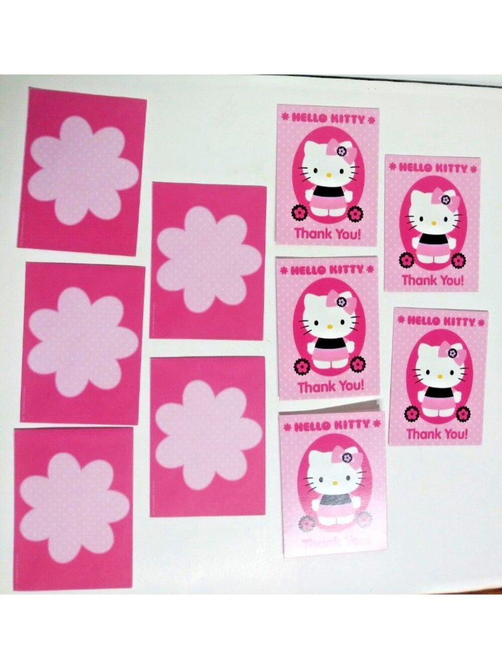 Hello Kitty Thank You Cards Notes + Envelopes lot of 5 NEW Pink Sanrio 1976,2013